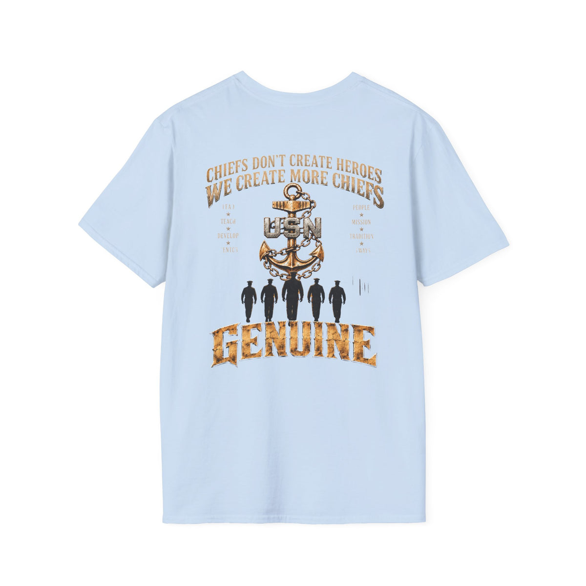 USN Chief Anchor T-Shirt — "Genuine" Navy Chiefs Veteran Tee