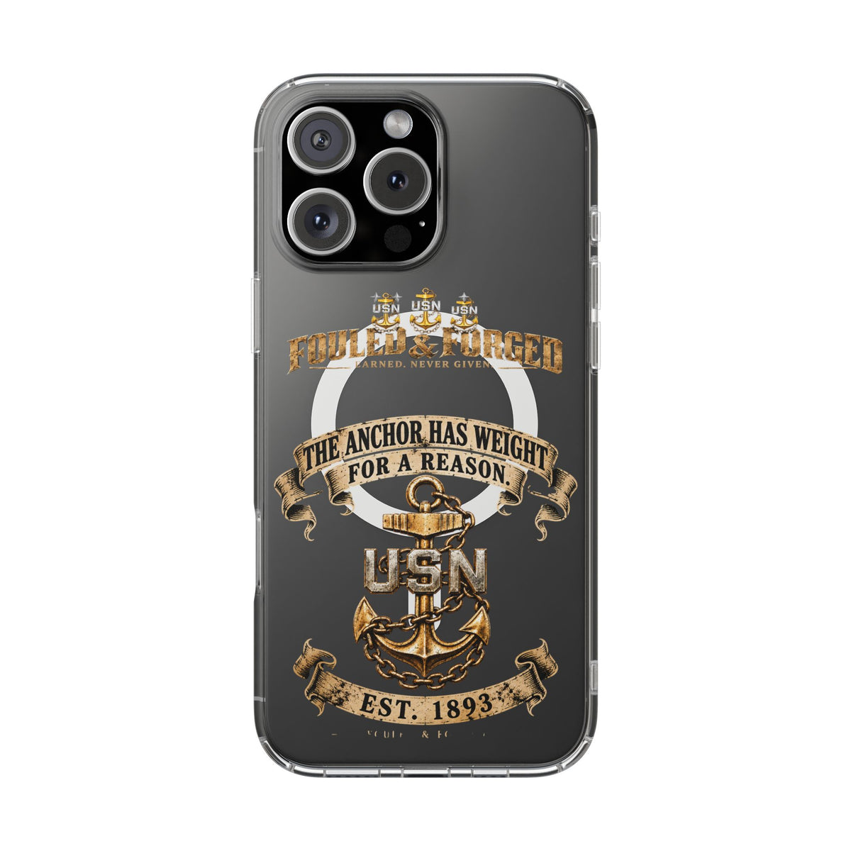 USN Anchor Clear Magnetic Phone Case — "The Anchor Has Weight For A Reason"