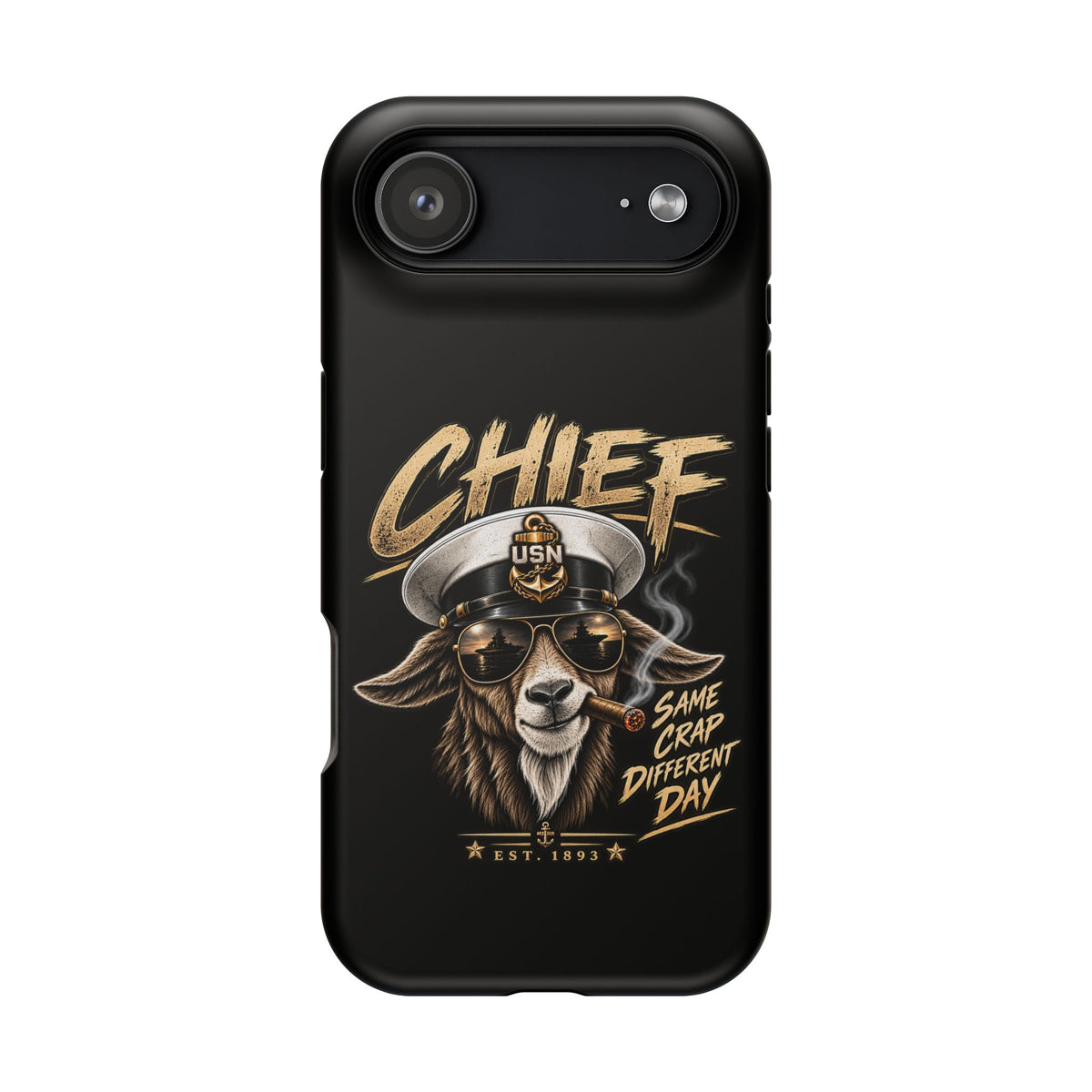 Phone Case — 'Chief' Goat Pilot Design, Magnetic Impact-Resistant Case