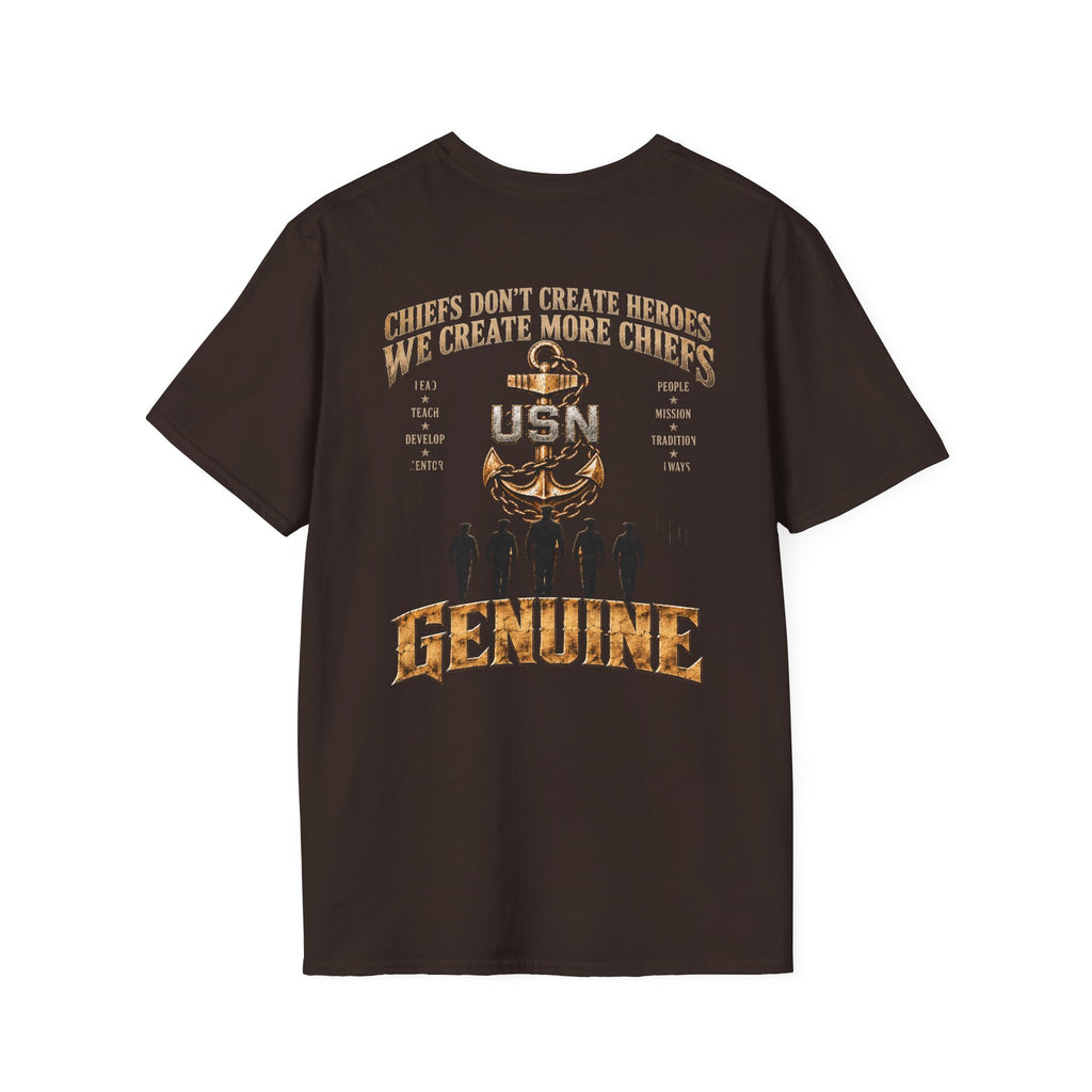 USN Chief Anchor T-Shirt — "Genuine" Navy Chiefs Veteran Tee