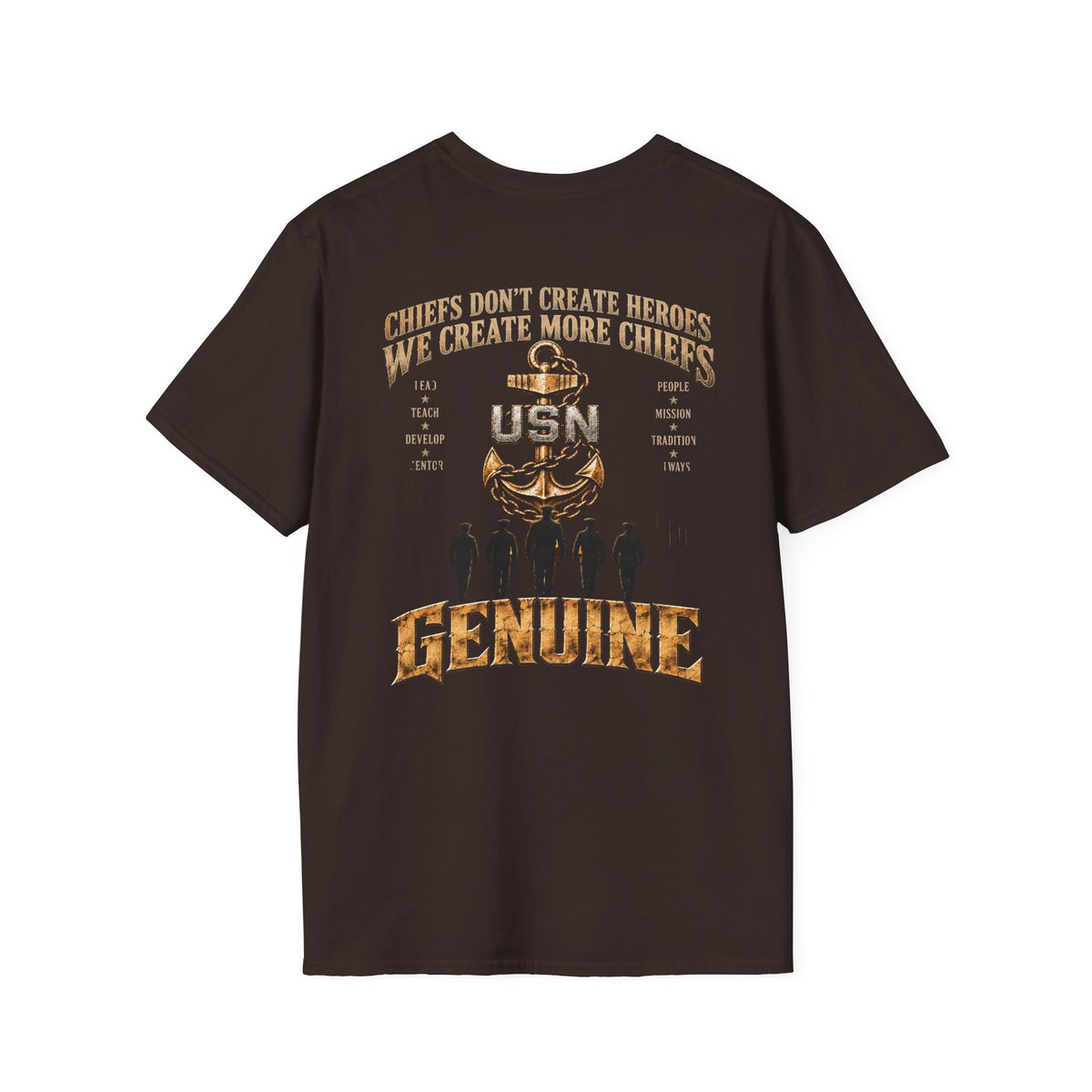 USN Chief Anchor T-Shirt — "Genuine" Navy Chiefs Veteran Tee